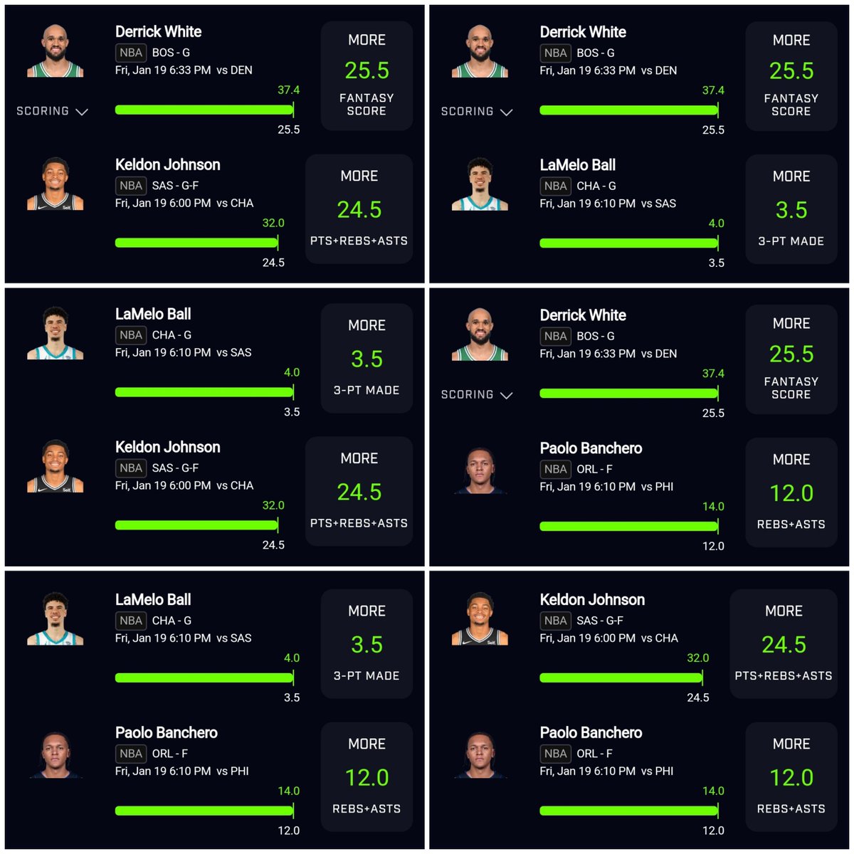 Mattplayerprops's tweet photo. 🚨$50 GIVEAWAY to someone that LIKES+RT's this post and is following me 

CLEAN SWEEP 🧹🧹🧹 +𝟮𝟵𝗨🔥
Keldon O24.5 PRA ✅
LaMelo O3.5 3's ✅
Paolo O12.0 rebs+asts ✅
Derrick White O25.5 fantasy ✅
D'Angelo Russell O5.5 asts ✅

𝗙𝗥𝗘𝗘 𝗧𝗥𝗜𝗔𝗟: https://t.co/OkNKUKuLQX

Show me those winning slips ⬇️

JOIN THE FUN NOW if you like winning money sports betting. Stop sitting on the sidelines.

#PrizePicks #NBA #NBAPicks #nbabets #DFS #GamblingTwitter #PlayerProps #Sportsbetting #Sleeper #Sleeperpicks #Underdogfantasy #GamblingX #FreePicks #FreePlays #NBATwitter #nbaprizepicks #PrizePicksNBA #prizepickslocks #NFL #NFLTwitter #NFLbets #NFLPicks #PrizePicksNFL #NFLbets #NFLPlayoffs #NFLPlayoff