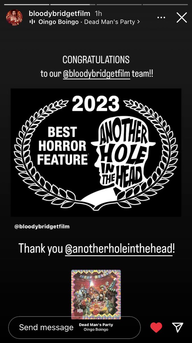 From #bloodybridgetfilm ‘s IG story. Congrats Dir @RichardElfman and all involved in making it happen. @AHITHfilmfest Enjoyed being Dershowitz Sr. with my movie son Evan @Dwarf_Mamba.