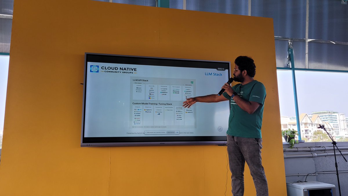 The first talk - Introduction to #GenAI by @codewithrohith 

Debugging what's AI, LLMs, and GenAI.
#CNCFHyderabad #TechMeetup #Hyderabad