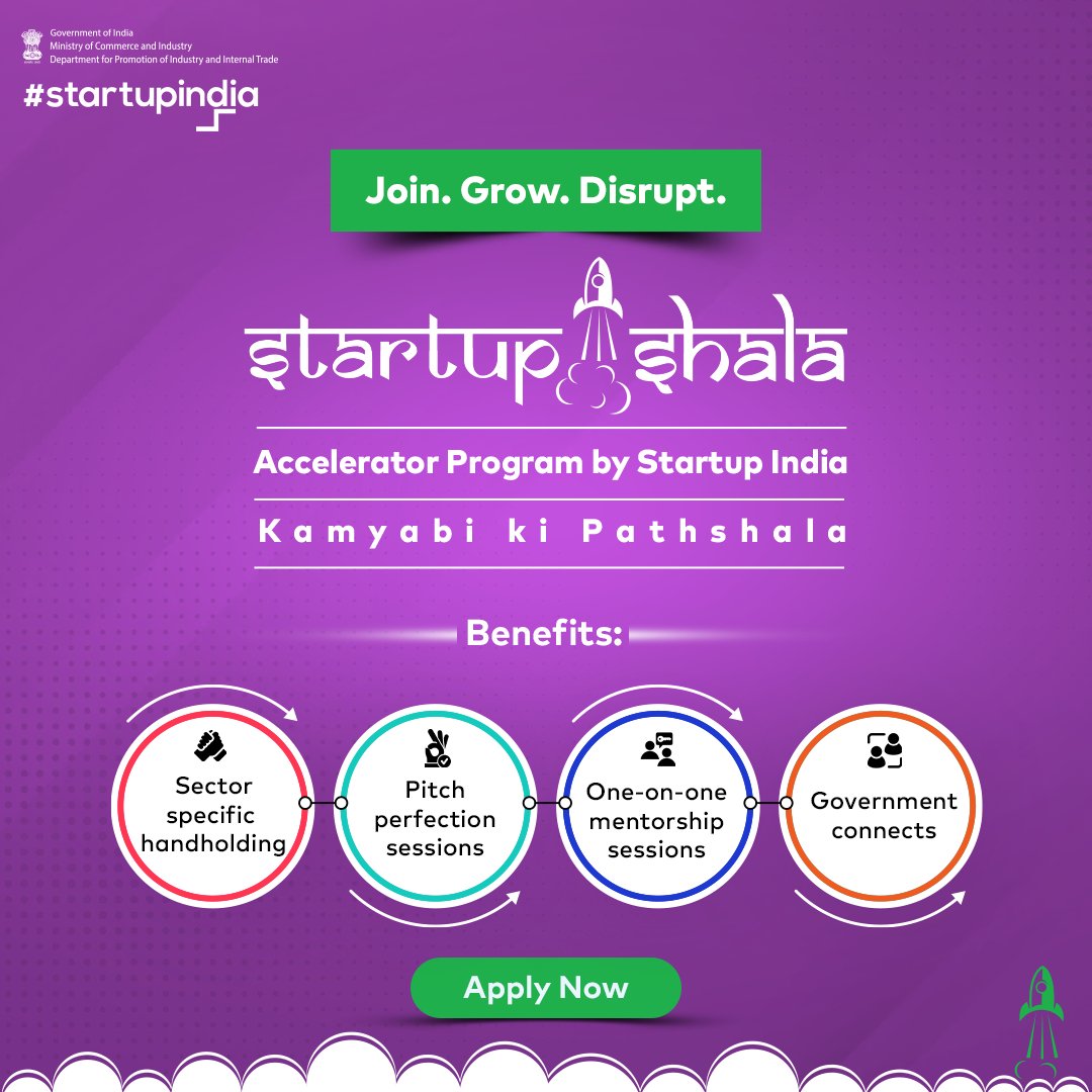 startupindia's tweet image. Elevate the trajectory of your startup with Kamyabi Ki Pathshala - #StartupShala, an exclusive #AcceleratorProgram by #StartupIndia. 

This opportunity ensures your venture thrives in an environment fostering #innovation &amp;amp; success. Apply: bit.ly/3HcQZP0

#IndianStartups