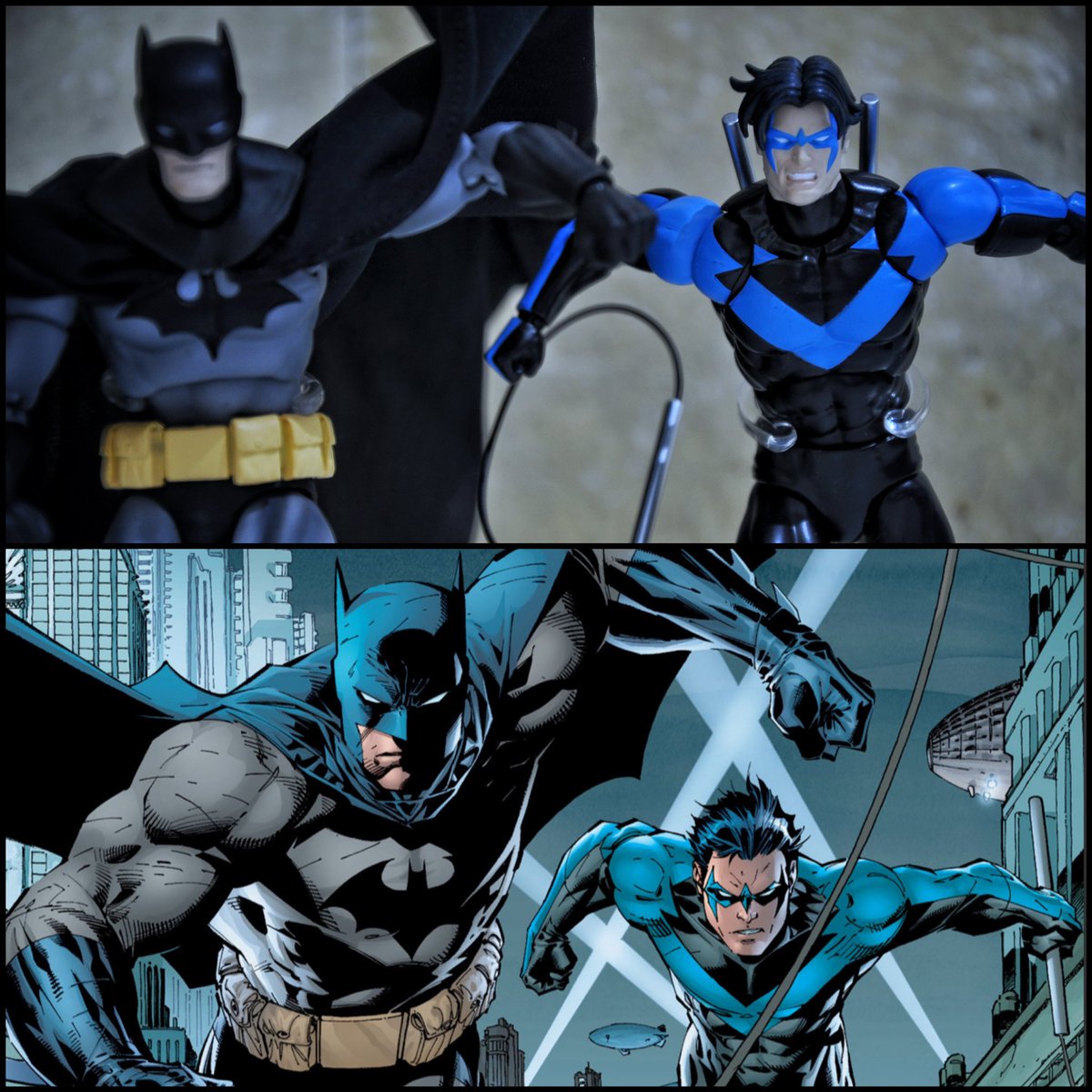 yellowsurfer80's tweet image. Recreating comic book images.

#brokecollector80 #ihavemoretoysrhanyourkids #geekzone #zetravelinggeek #batman #batmanhush #nightwing