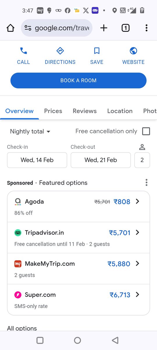 ankithzmusic's tweet photo. @agoda this is shown on Google but the rates on your page are no where close to this. This is false information provided https://t.co/YUmvXa0Pc5