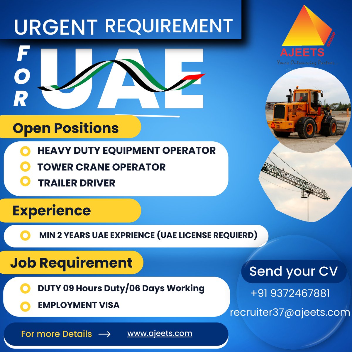 Are You Looking for an #operator job in #Dubai , #uaejobs Click here:- lnkd.in/gVjxV7Za
Read Carefully Before Apply
👉 Apply now: lnkd.in/g-TmPd2B
👉 for more: ajets.com
#heavyequipmentoperator #towercraneoperator #operatoroilgas #trailerdriver #driver