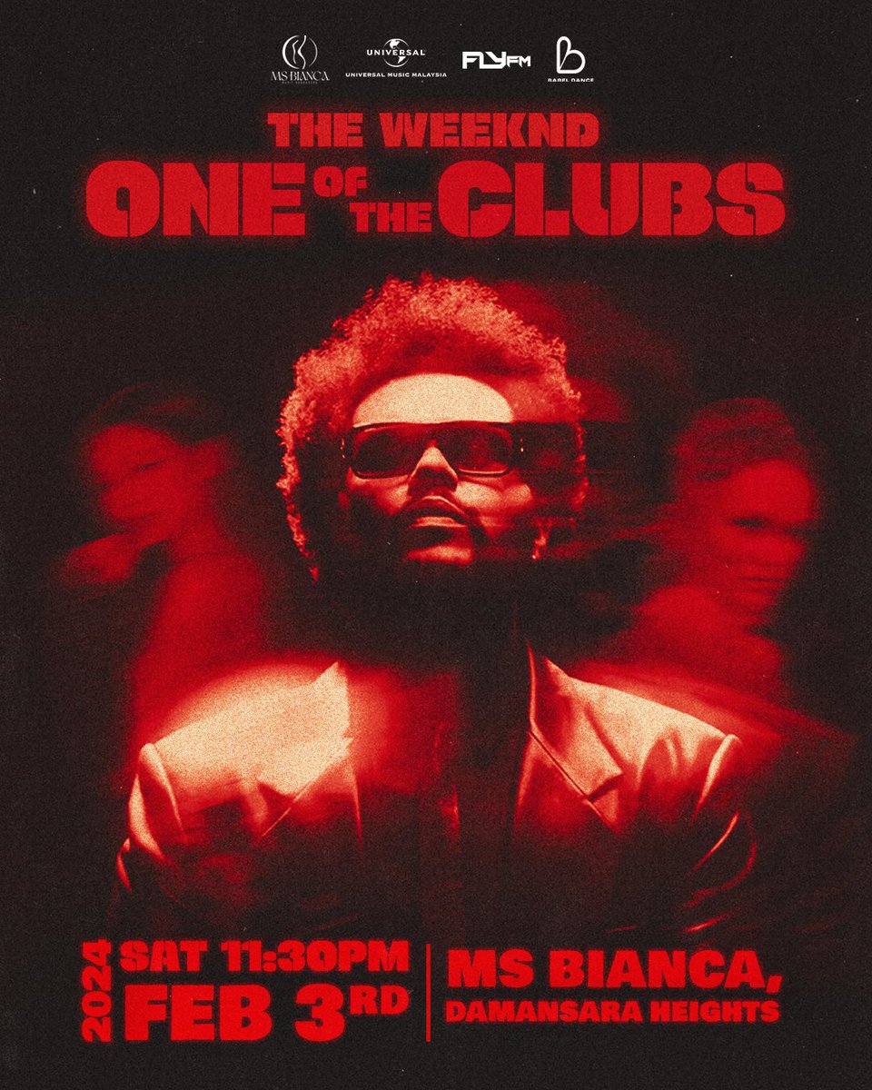 UMusicMalaysia's tweet photo. Ready to transform into The Weeknd and own the night? A massive shoutout to our awesome partners who make it all possible! 👊🏻 Check out our ‘FB’ &amp; ‘IG’ page to know more 🔥#TheWeekndMy #OneOfTheGirls https://t.co/fRImKeVQH9