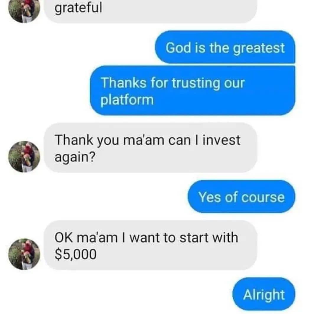 Our platform is 100% legit and real. There's is no risk of you loosing in our platform, your profit is 100% guaranteed. Trade with us and smile after few days of trading #gainwithsouthbfinnese #gainwithmtaaraw #gainwithlarrymemes #gainwithmchina #gainwithbundi #gainwithbundi