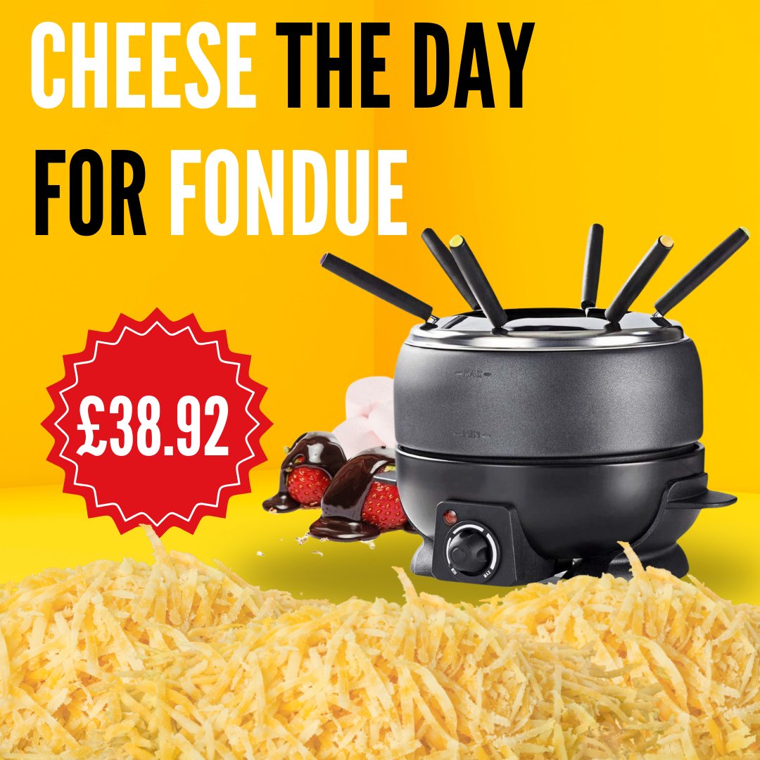 Happy Cheese Lovers Day!! 

If you're a lover of cheese, we have just the thing for you! 

boxed2me.co.uk/product/nedis-…

#Fondueset #Cheeseday #Cheeseloversday #lovecheese #cheese #happy #love #kitchen #kitchenessentials #cheesetheday #funny #pun #sale #deal #discounts #celebrate