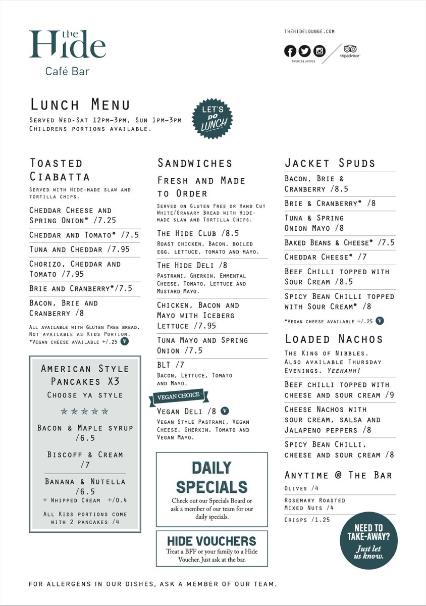 Weekend brunch, anyone? Served 12pm until 3pm.

Need to take-away? Just let us know.