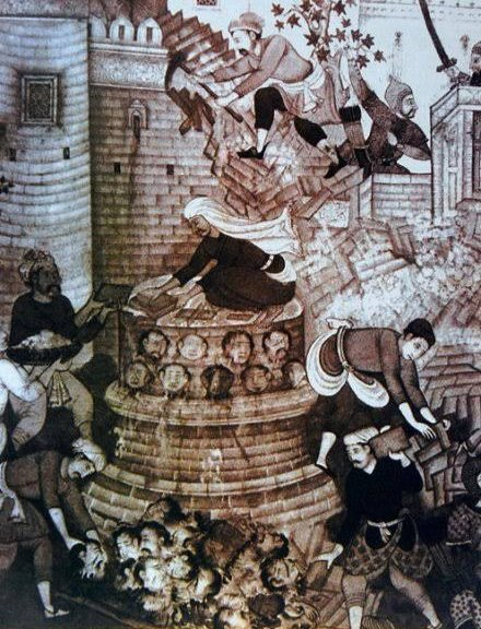 ImtiazMadmood's tweet photo. The Holocaust of Hindus in India continued for 800 years. Every new Islamic invader made (often literally) his hills of Hindu skulls.  For instance, The Bahamani Sultans had an agenda of killing a minimum of 100,000 Hindus per year. ~ @sosonaofher https://t.co/l6lymFgxXk