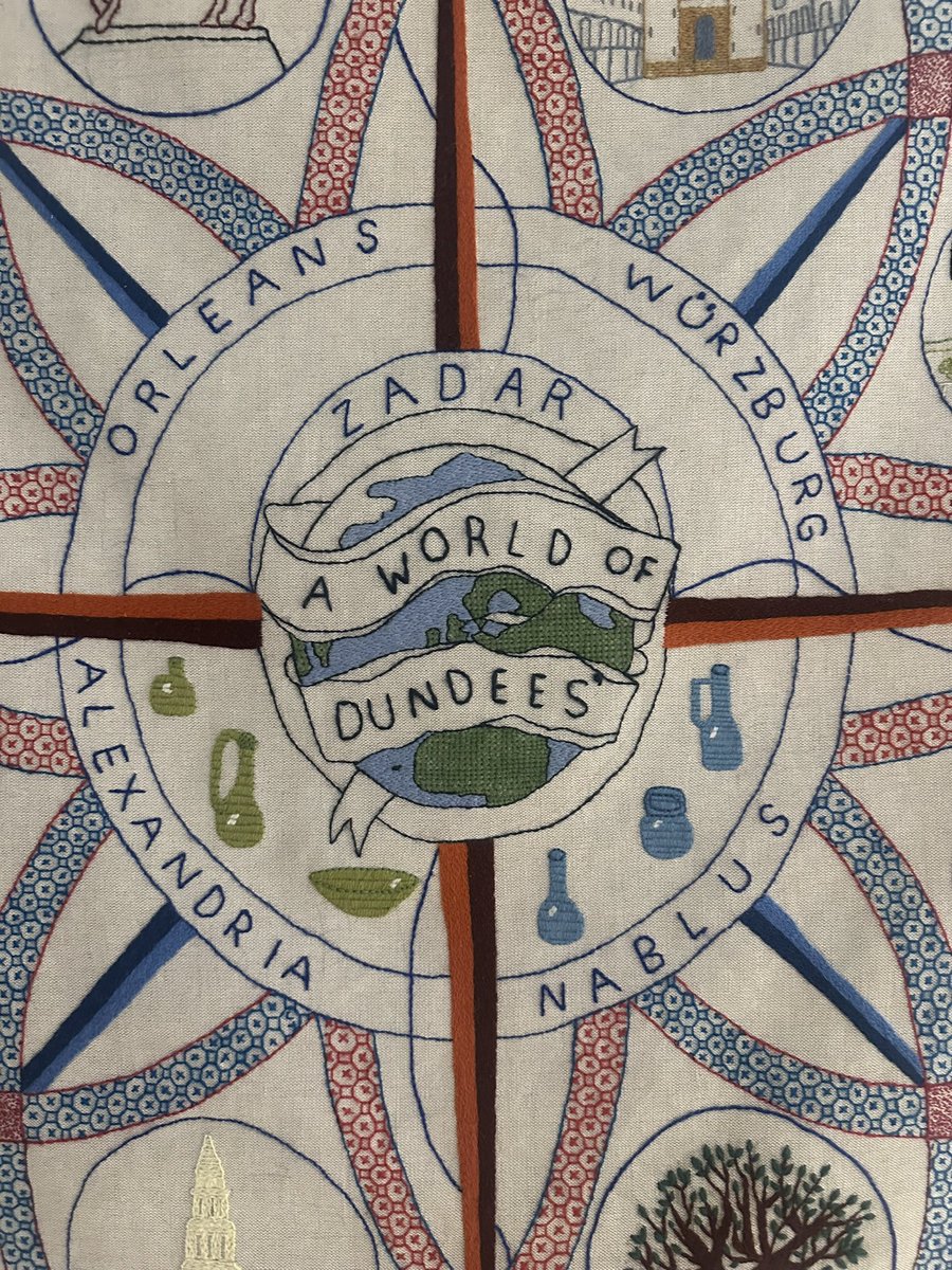 Leonie_S_Bell's tweet photo. The @DundeeTapestry is open @VADundee ! 35 panels detailed by a stitching team of 140 are filling the upper foyer. It’s a collective, creative &amp; gently radical Dundee love story. Stitch by stitch it tells the stories of the people, places &amp; moments that have made &amp; changed Dundee https://t.co/wNEunk0WAS