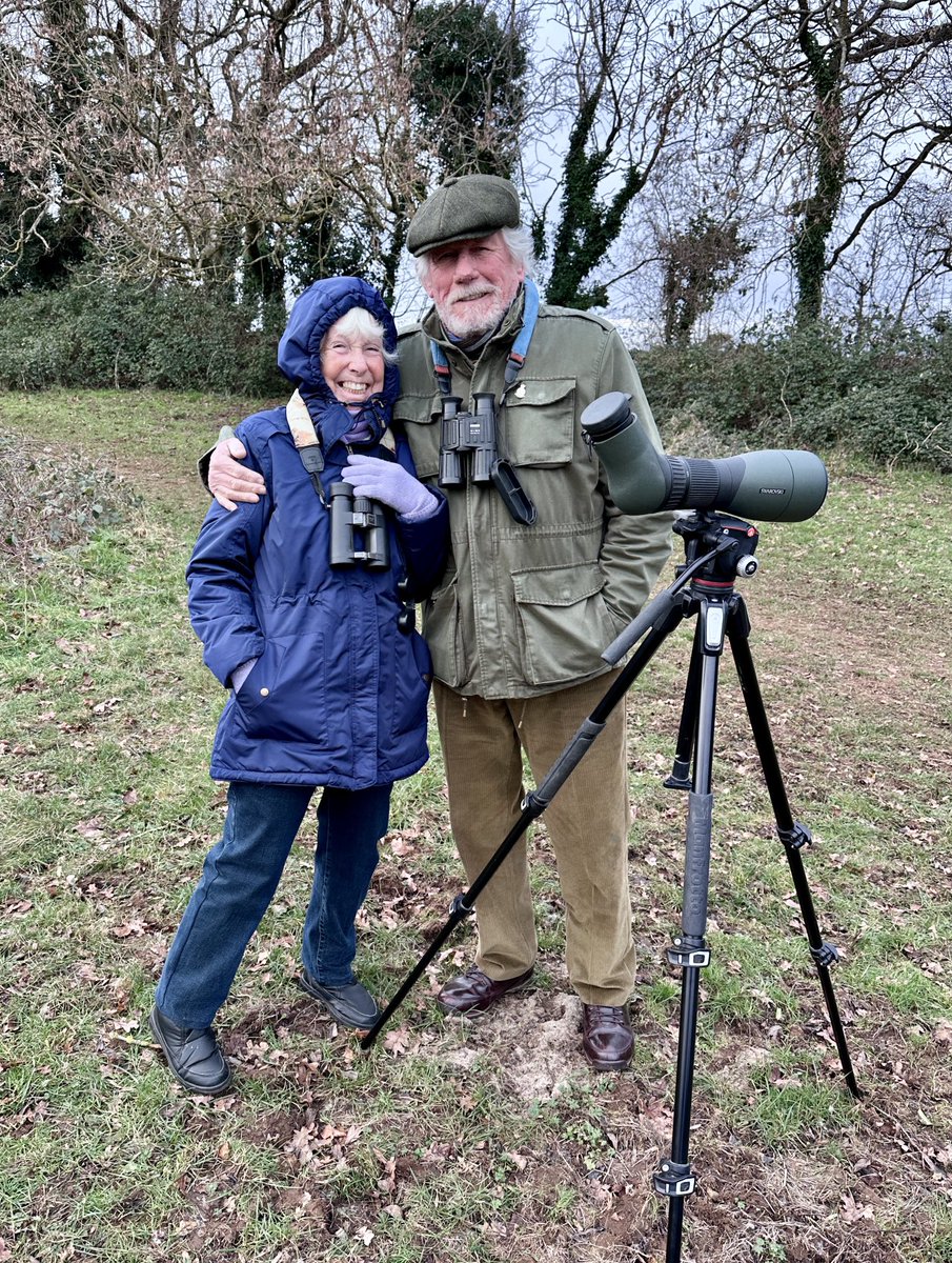01000011S's tweet photo. Took my parents to see the 32 Rodborough Waxwings this morning! Didn’t stay long as the cold was chilling their 85 year old bones but had a great time, very mobile birds so kept us warm walking across the common to keep up with them! #waxwings https://t.co/fUp7rBdswV