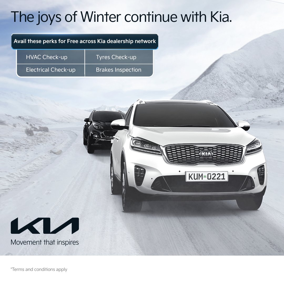 KiaMotorsPK's tweet image. Kia offers a free Heater (HVAC) check-up along with a brakes inspection for all customers. Get your Kia tuned up at your nearest authorized dealership and keep the wheels rolling during the winter.
#KiaService #MovementThatInspires