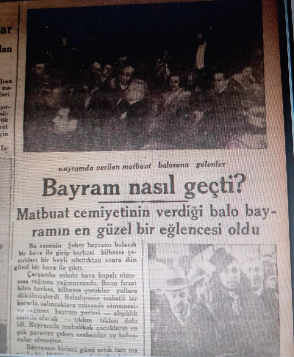 cumhurbaşkanı artık dini bayram tebriklerini kabul etmeyeceğini açıkladı, dini bayramlara paye vermek istemiyormuş. o yüzden bayramın adını bile yazmıyorlar. bu ramazan bayramıdır. 
90. önceki kutlama da "balo"!
milliyet 20.1.1934