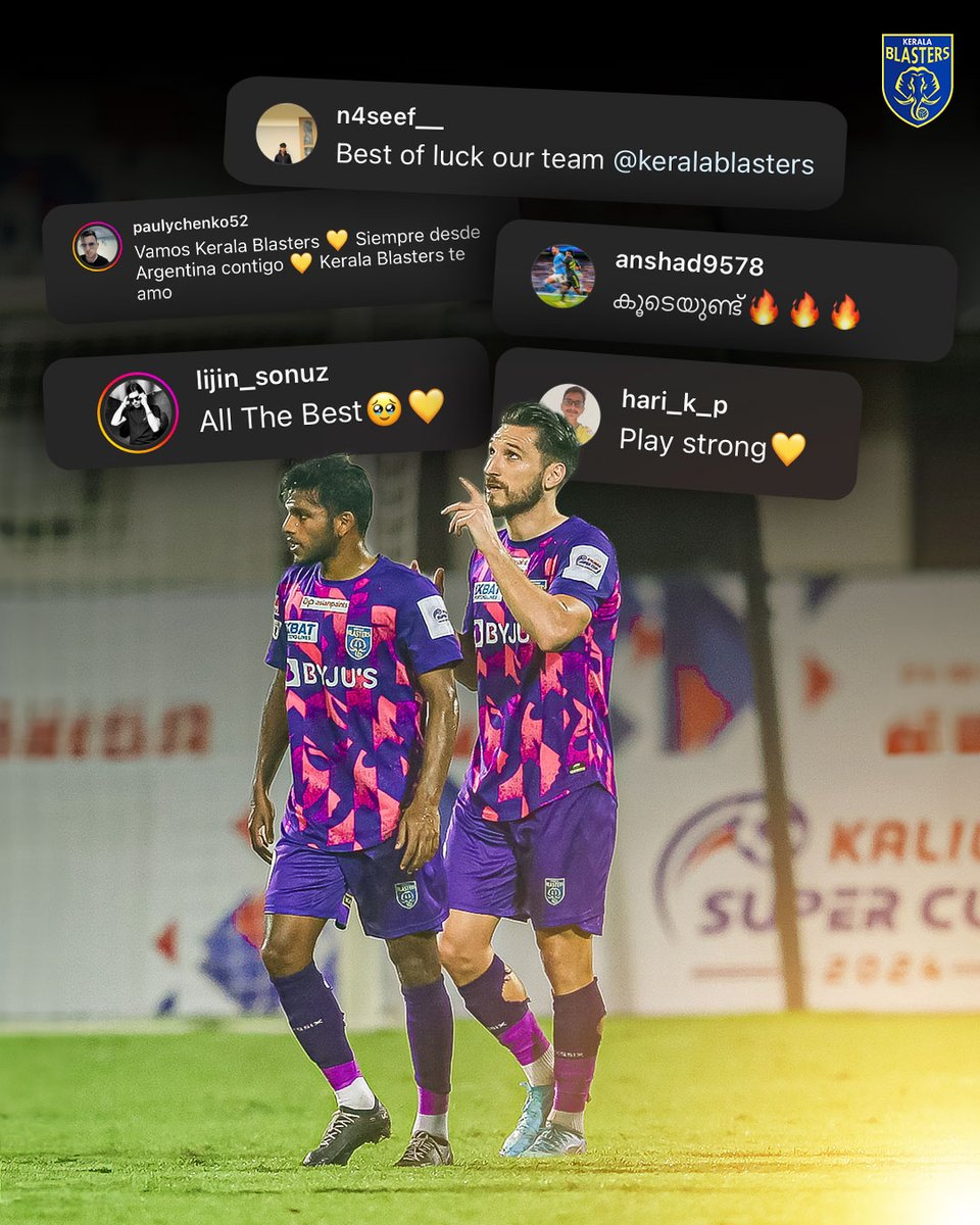 KeralaBlasters's tweet photo. We're building up to the clash tonight fueled by the passion of our incredible fans! 🔥

#KBFCNEU #KBFC #KeralaBlasters #KalingaSuperCup https://t.co/WQ5n9EVkTo