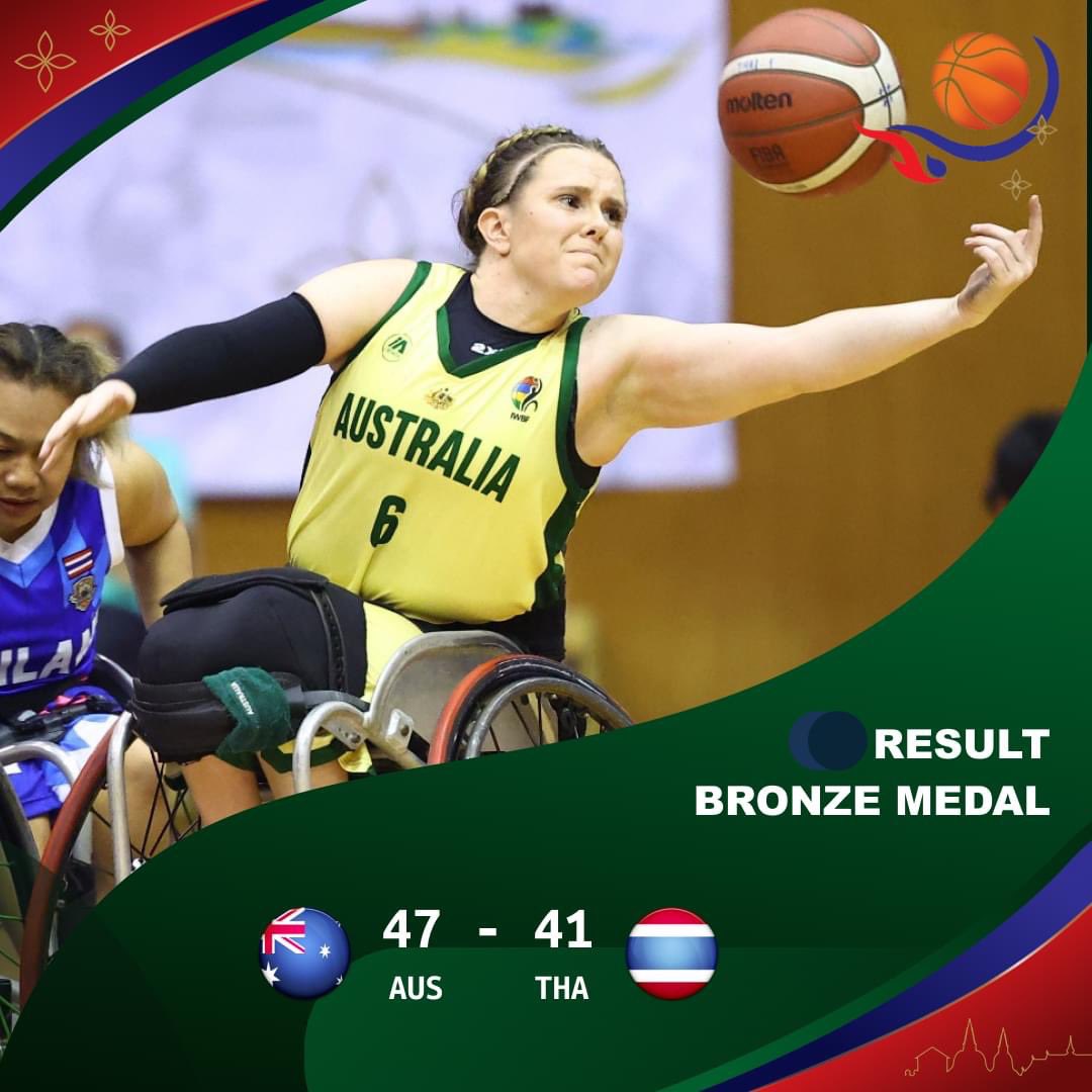 The @BasketballAus Gliders win the Bronze Medal match over host Thailand: 47-41 at the @_IWBF Asia Oceania Qualification for Paris 2024. Gliders are now off to April's Repechage event in Japan and will need to finish top 4 to qualify for Paris 2024 Paralympic Games. #Paris2024