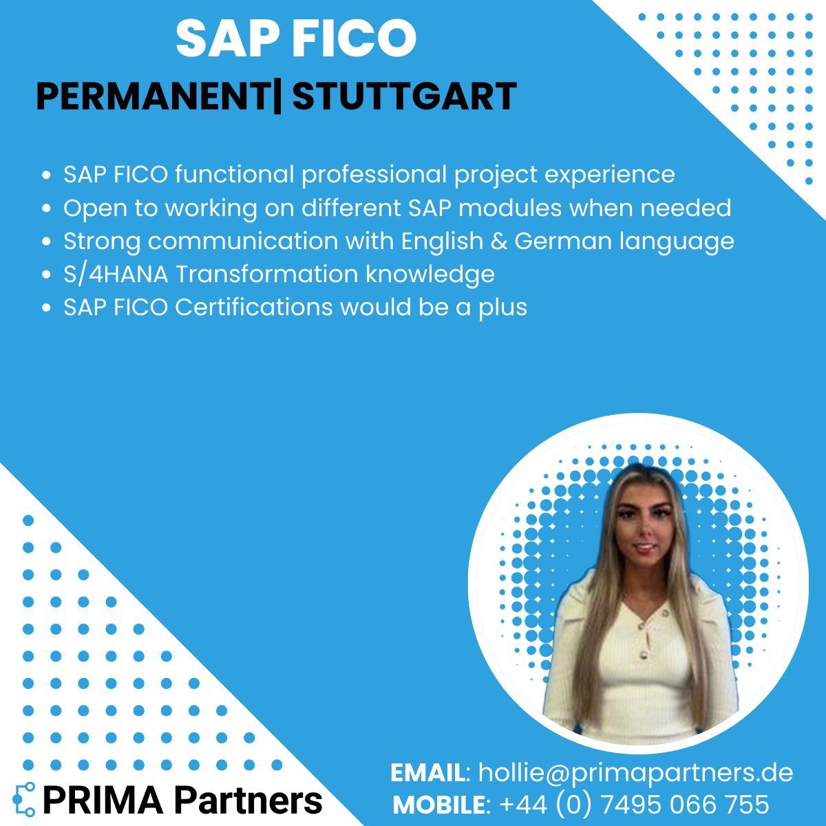 SAP FICO Expert | Permanent | End Client 

My client is looking for someone to drive a S/4HANA Transformation project for their European customers. How interesting could such an opportunity be for you?

📲 +44 (0) 7495 066 755
📨 hollie@primapartners.de

#sap #sapfico #jobs