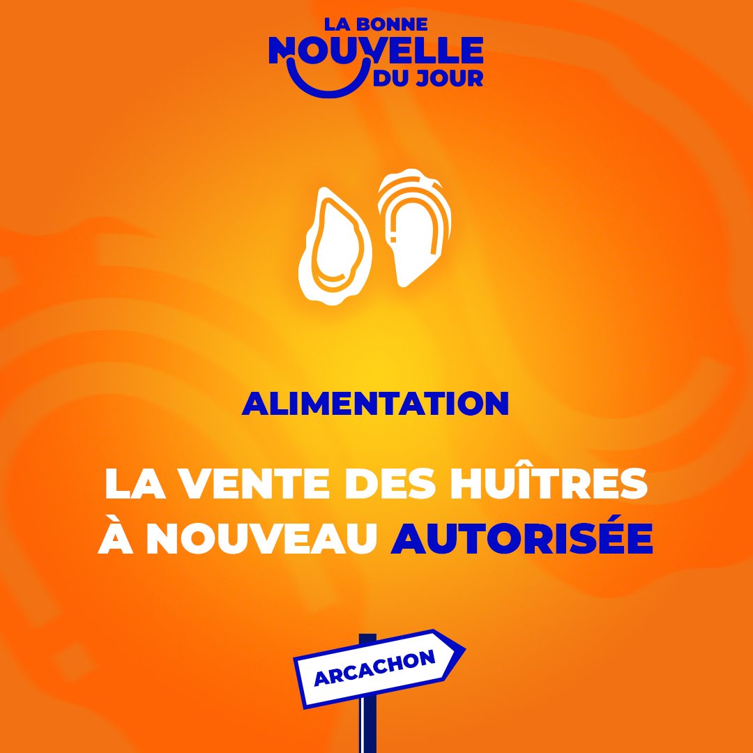 [Bonne nouvelle du jour] La vente des huîtres du bassin d'Arcachon à nouveau autorisée. 🔗 Article JDD : ow.ly/U5cT50Qszzm