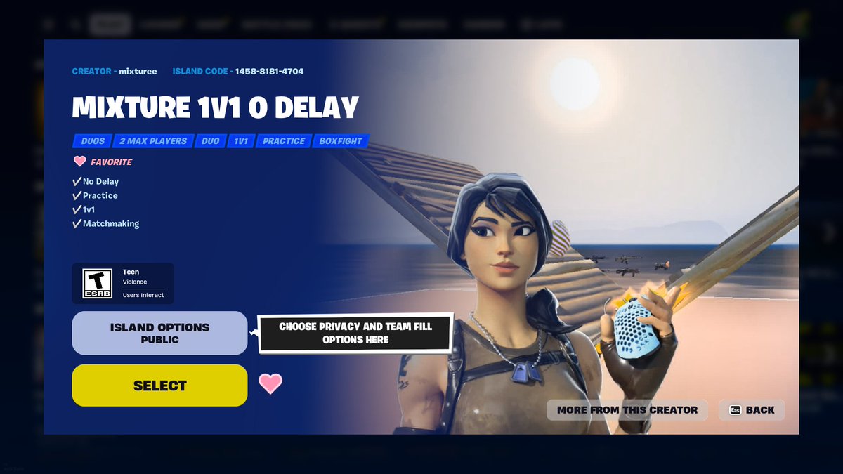 Only_Mixture's tweet image. New 1v1 Delay map out #FortniteCreative