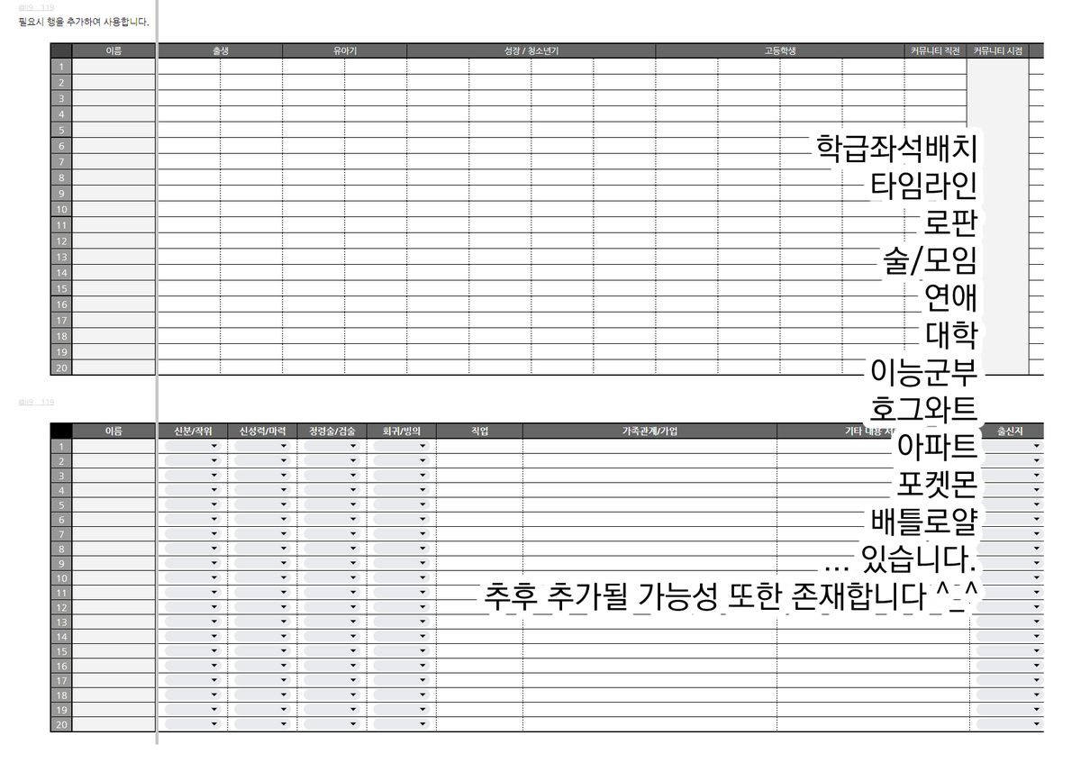 II9__119's tweet photo. 커뮤니티 애프터용 시트를 배포합니다!!🖱️

개인적으로 자주 언급하는 AU를 단체로 뜯어내기 위해 만들어진 시트입니다...🙇‍♀️🙇‍♀️ 사본 만들기를 통해 편하게 사용해주세요! 문의는 바이오 오픈채팅으로 부탁드립니다!! 

🔗https://t.co/TKCRk8ww1v https://t.co/Xl2QKkfLjP
