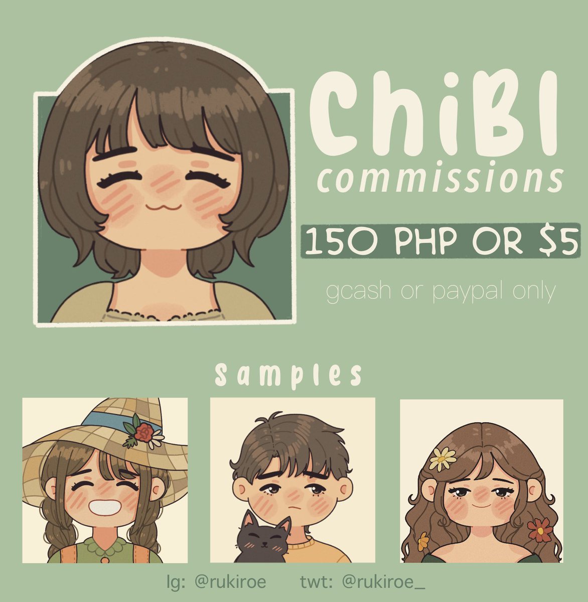 january-february chibi commissions is open ╰(*´︶`*)╯♡ ☆ 20 slots available ☆ max. of two commissions per person ☆ for more infos & inquiries dm me here or in ig @rukiroe ~ [funds will proceed to my uni expenses （＾◇＾）] retweets and shares are very much appreciated!