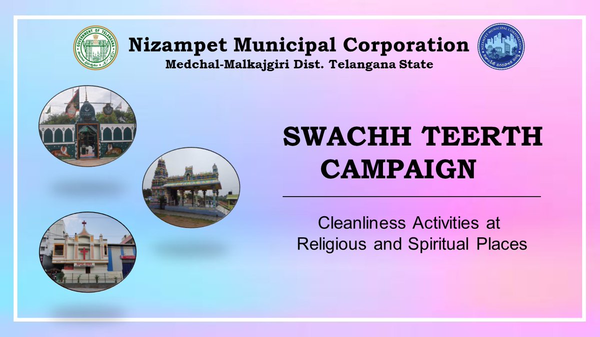 Let's clean up the religious and spiritual spaces in our Nizampet Municipal Corporation as part of the Swachh Teerth Campaign. @SwachhBharatGov @SwachSurvekshan @TelanganaCMO @cdmatelangana @HardeepSPuri @RoopaMishra77 @Collector_MDL #swachhsurvekshan #cleanindia