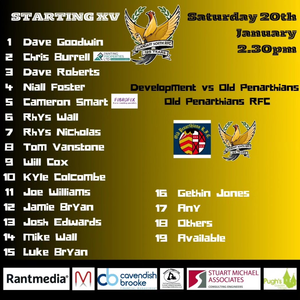 🚨GAME DAY🚨 Team announcement for both our 1XV and Development for today. 1XV vs @BracklaRFC (home) Development vs @Old_Pens_RFC (away) Good luck gents! ⚫️🟡