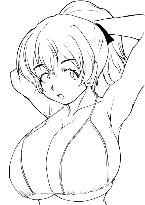 #週末ガルパンお絵描き120分一本勝負20240119 最近粗線画だけで止まってしまう。公認デカイ先輩。 マルコ氏のゆずちゃんのイメージが強いから基本怖い人。