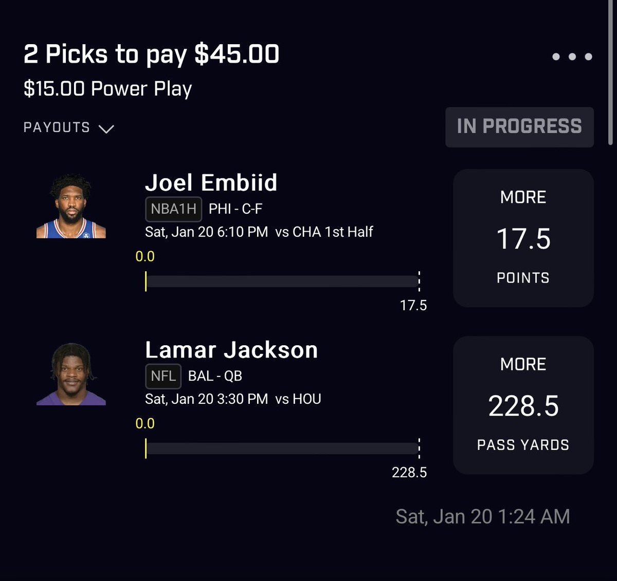2EazyPicks's tweet photo. Little Late Night Play 💤🌙
Embiid is a Wagon
Lamar is Him
#sportsbettingpicks #playerprobs #nba #NFLPlayoffs https://t.co/TFzDrtrUyK