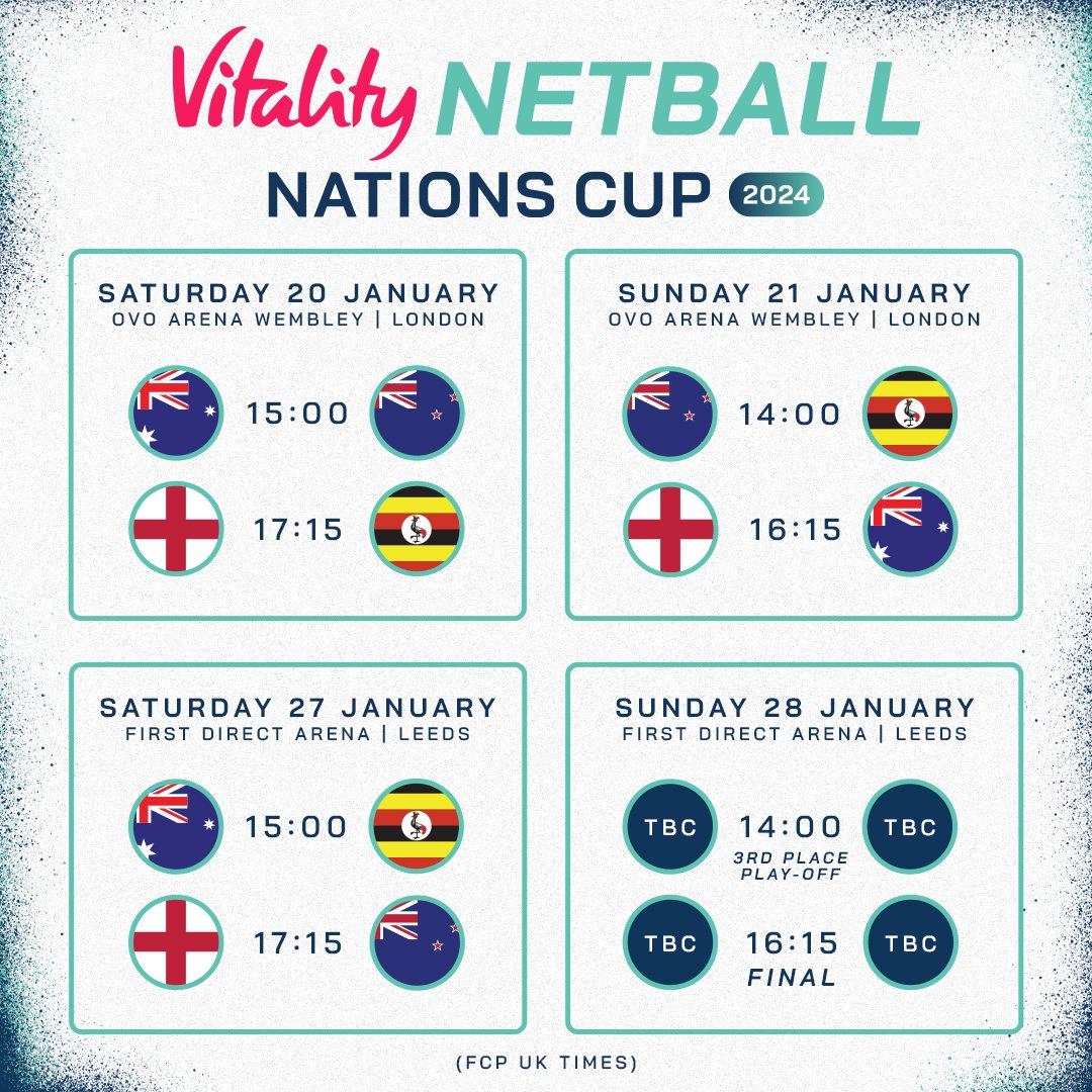 Don't miss any of the Vitality Netball Nations Cup action: bit.ly/41YY0ga 

WATCH
Sky Sports Arena
Sky Sports Mix
YouTube

LISTEN
BBC Radio 5 Sports Extra