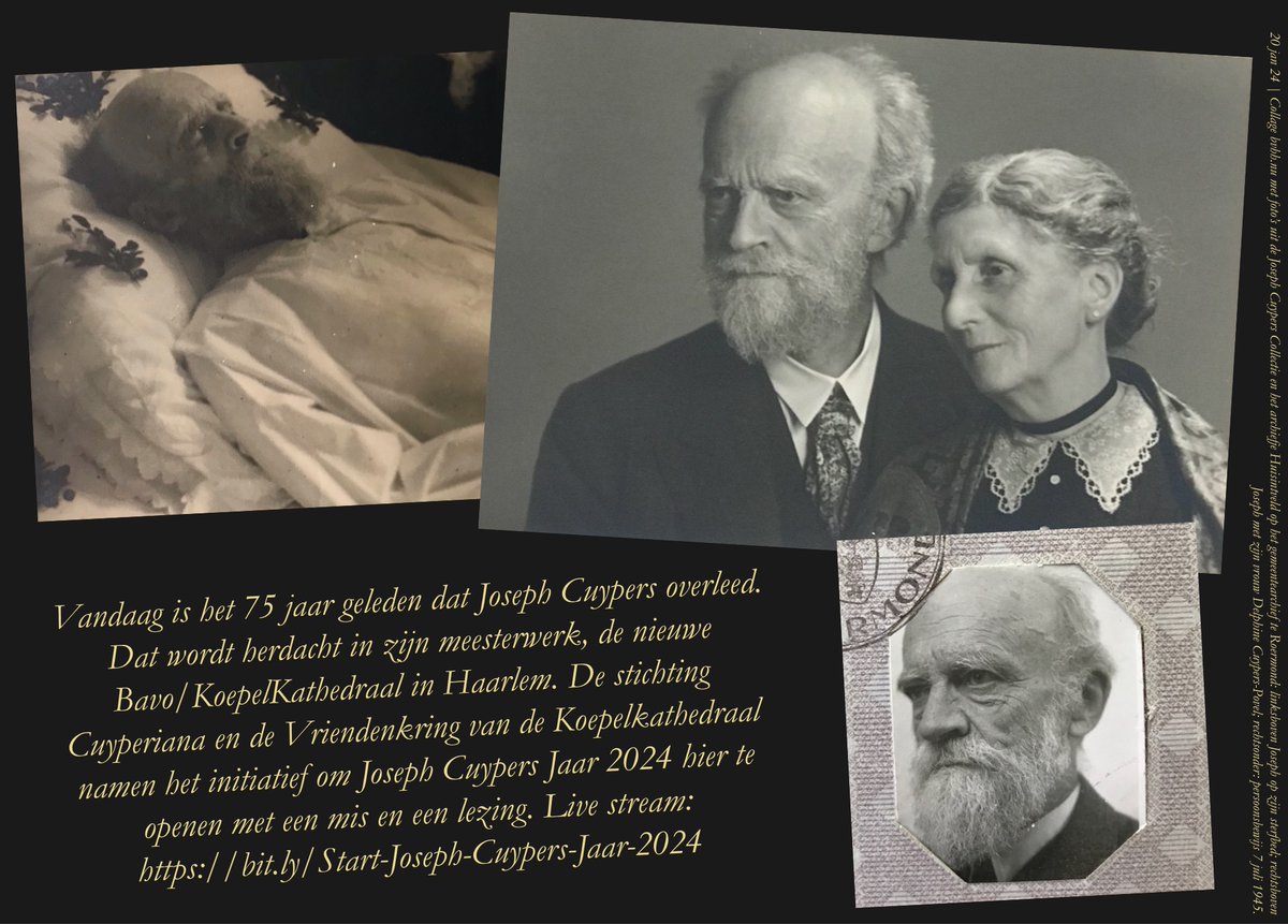 Joseph Cuypers wordt in ere gehouden! Zijn 75ste sterfdag wordt vandaag herdacht met een mis in de <a href="/NieuweBavo/">KoepelKathedraal Haarlem</a> en een lezing van Sible de Blaauw over deze architect en de ideale kathedraal. 
bit.ly/Start-Joseph-C…