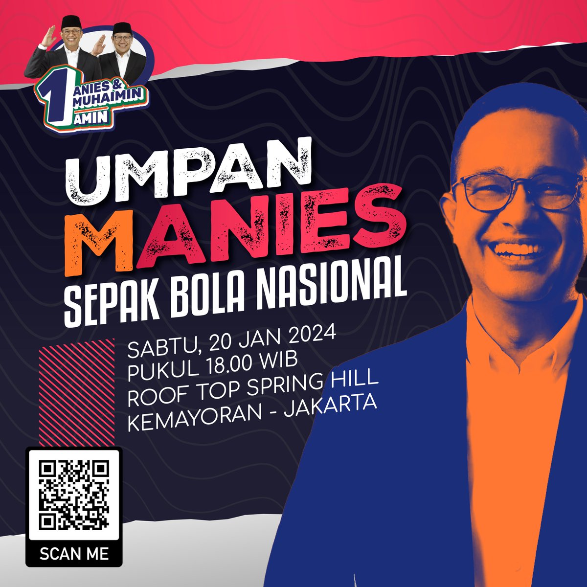 BosPurwa's tweet photo. Capres yang bicara tentang masa depan sepakbola dan olahraga nasional secara detail dan sungguh-sungguh ya cuma Anies.

Yuk nonton #UmpanMAnies!
Live di @KompasTV @Metro_TV https://t.co/gnUGq4wLgD
