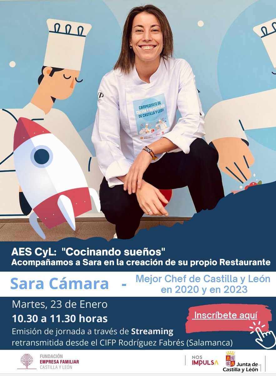 La mejor chef de Castilla y León en 2020 y 2023, Sara Cámara, antigua alumna del ciclo medio de Cocina y Gastronomía del <a href="/CIFP_Fabres/">CIFP Rodríguez Fabrés</a> en el Foro de emprendedores organizado por la <a href="/FundacionEFCL/">Fundación Empresa Familiar de Castilla y León</a> y <a href="/educacyl/">Educación JCyL</a> Todo un meritorio referente para el alumnado de Hostelería #YosoyFP BRAVO