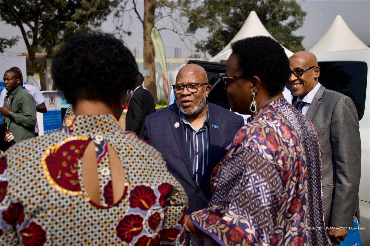 UNICEFUganda's tweet photo. .@UN_PGA , together with @ChantryHugues, @HonSarahMateke,@dorothykisaka,@Munir_Safieldin and other dignitaries are  at 📍Nakivubo Primary school to interact with beneficiaries of the “Girls Empowering Girls”, programme

#NAMSummitUg2024#InvestInUGchildren https://t.co/rvYtwsphdn