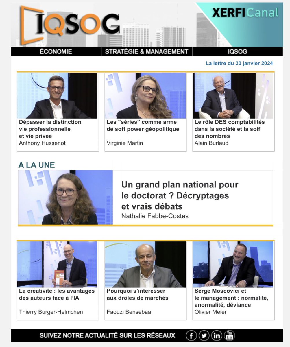 ✉️  [La lettre 🎥 #IQSOG | <a href="/XerfiCanal/">Xerfi Canal</a> 📺, datée 20 janvier 2024]

📨  Doctorat, séries TV, IA, marchés atypiques : réflexions avant-gardistes

📨  PhDs, TV series, AI, atypical markets: forward-thinking reflections

🔹 Repenser l'équilibre entre notre vie professionnelle et