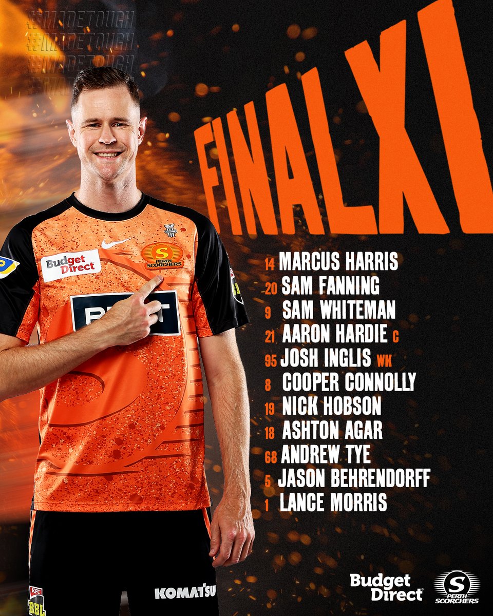 It's a new look top order for The Knockout! 🔥 Harris is back, opening with Fanning (on debut) 🤩 It's do or die for our #BBL13 season and we're bowling first! 💪 #MADETOUGH