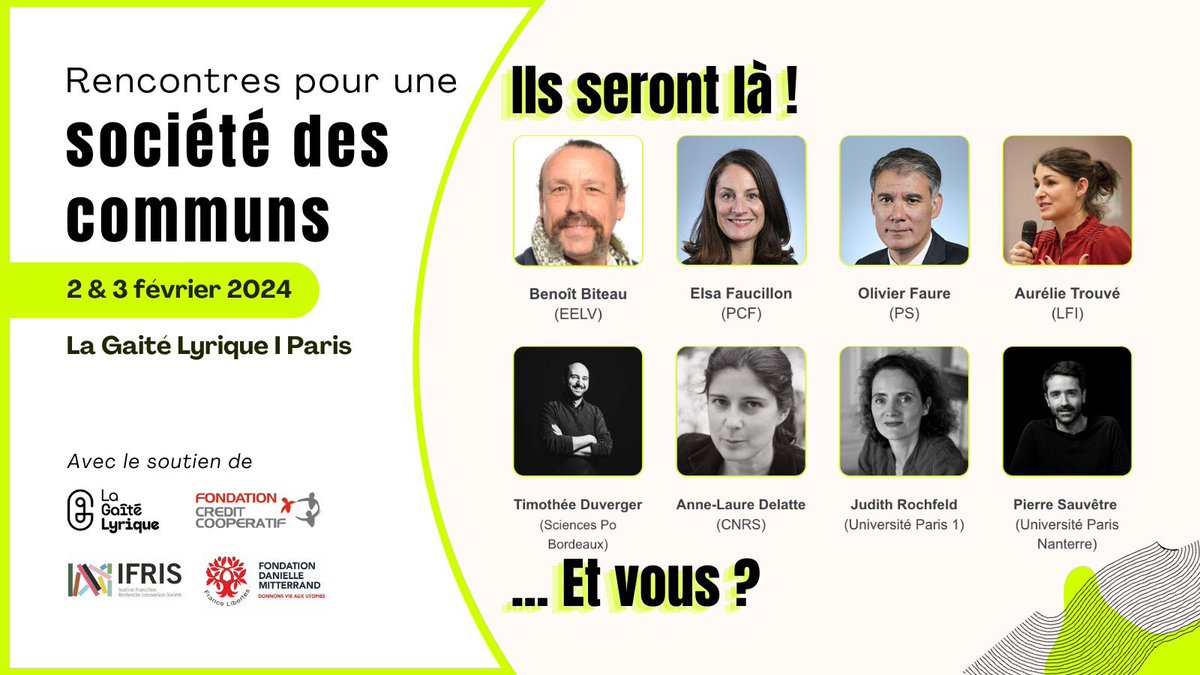 [#Ess - Communs] @SocdesCommuns : 'Rencontres pour une société des #communs', les 02-03/02 à la @GaiteLyrique, @Paris 3e (w/ @tduverger, @ScPoBx le 02/02) ➡️ societedescommuns.com cc @LesCommuns @CoopdesCommuns @chaireESSuge @ESS_France @jsaddierESS ⤵️