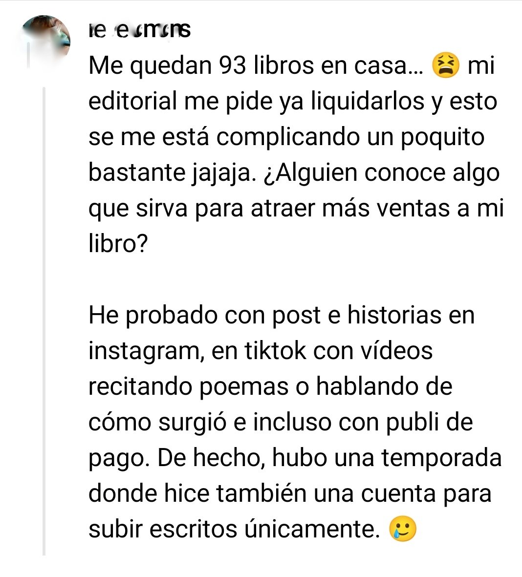Y por esto, señores, no hay que publicar en "editoriales" que más que editoriales son  estafadores.
Al menos ella dice "jajaja". A mí, gracia, gracia, no me haría.