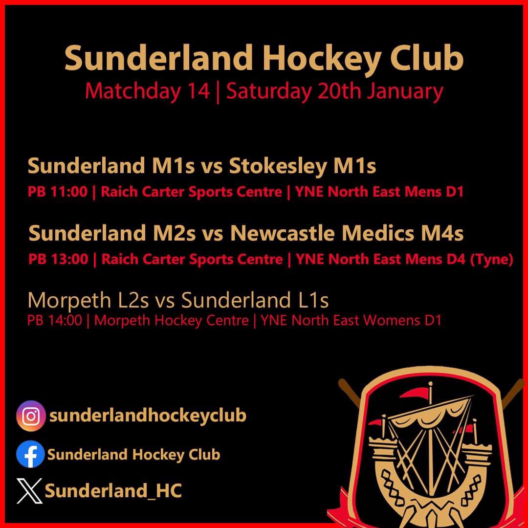 Sunderland Hockey Club (@sunderland_hc) on Twitter photo It's MATCHDAY 🥳
11am: M1s vs <a href="/StokesleyHockey/">StokesleyHockeyClub</a> M1s
1pm: M2s vs <a href="/MedicsHC/">Newcastle Medics</a> M4s
2pm: <a href="/MorpethHockey/">Morpeth HC</a> L2s vs L1s.
Good luck everyone. 🏑
#sunderland #hockey #PickUpAStick It's MATCHDAY 🥳
11am: M1s vs <a href="/StokesleyHockey/">StokesleyHockeyClub</a> M1s
1pm: M2s vs <a href="/MedicsHC/">Newcastle Medics</a> M4s
2pm: <a href="/MorpethHockey/">Morpeth HC</a> L2s vs L1s.
Good luck everyone. 🏑
#sunderland #hockey #PickUpAStick