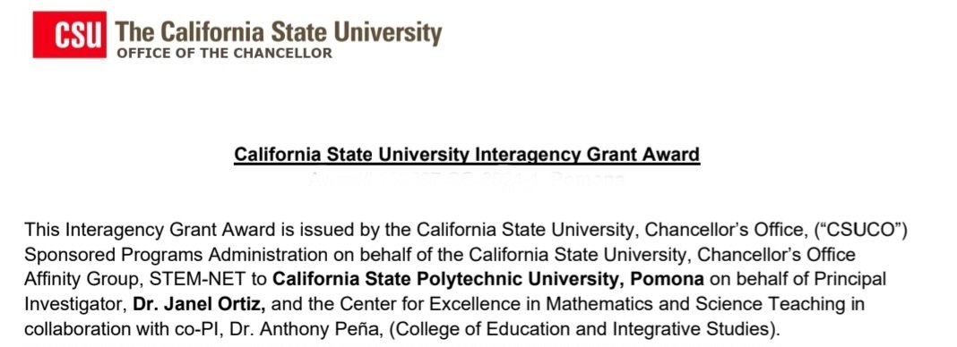 Super excited to be awarded the CSU STEM-NET Seed Grant to get started on a project that has been on my mind for awhile! Time to bring awareness of environmental injustices into the intro biology curriculum!

#environmentalinjustice 
#Biology
#calpolypomona