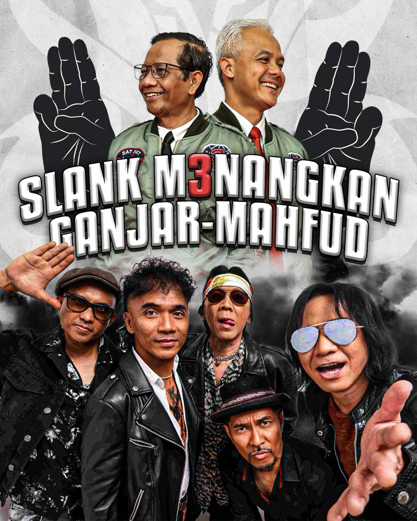 Dua kali mengantarkan Presiden Jokowi Menuju Istana semoga kali ini Group Band legendaris Indonesia ini akan mengantarkan 
Ganjar Mahfud pada kemenangan
Aamiin

Slank M3nangkan Ganjar
