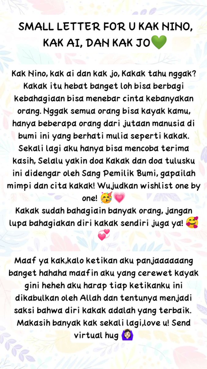 <a href="/markowinorch/">ninoo🤘🏻</a> <a href="/jenrencarts/">al</a> <a href="/JoKarfi/">Jo/👣</a> Omg so happy for u kak nino, kak ai dan kak jo🥰💯
U DESERVE IT, U CAN DO IT yeay😭🤍
Selamat berjumpa lg dengan ilichil huaaa semoga soon bisa have fun bareng lagi, ketemu ilichil, chilzen, sijeuni seluruh Indonesia 😻💚
Semoga soon aku bisa nyusul kakak2 buat ke konser amin🤲🏻