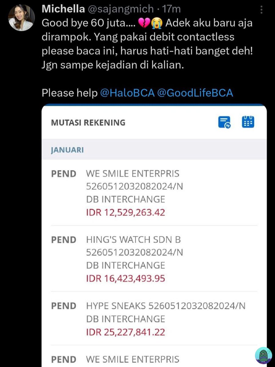 💚 KALIAN UDAH BACA KASUS INI BELUM?

bagi kalian yang BCA user jangan upgrade kartu debit kalian jadi kartu contactless deh.