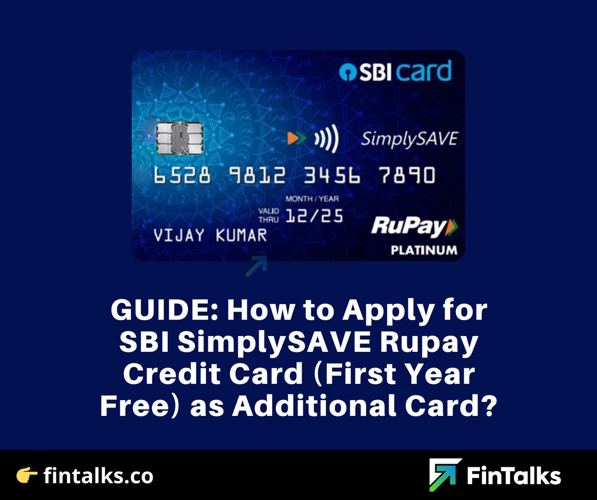 fintalks_'s tweet photo. GUIDE: How to Apply for SBI SimplySAVE Rupay Credit Card (First Year Free) as Additional Card? 🔥

If you have an existing SBI Card, grab this now &amp; convert it to Lifetime Free Card after 1 year. Method added in the post. 

👉 https://t.co/hTKDKKoolY 

#ccgeek #fintalks #ccgeeks https://t.co/UaKFD8TYLR