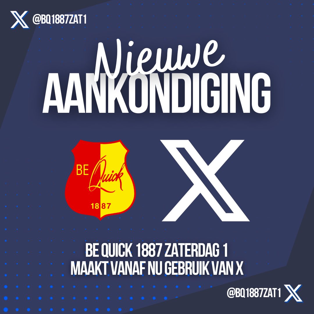 BQ1887zat1's tweet photo. New year, new us. 

#Bequick1887 zaterdag 1 maakt vanaf nu gebruik van #X! https://t.co/jDMALEmQml