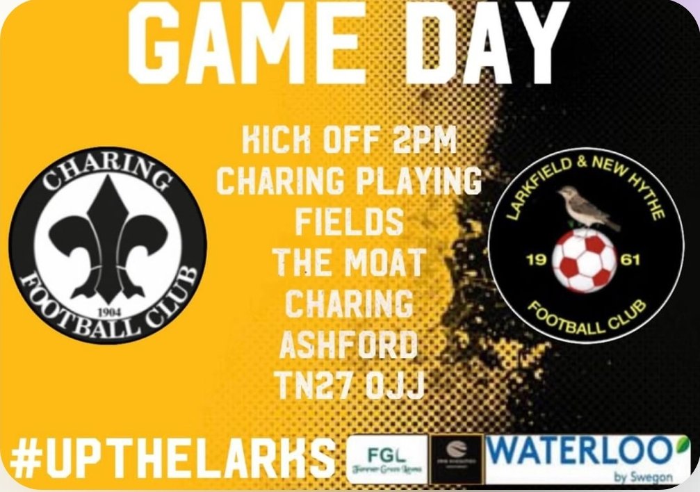 Game Day!!

Today We Travel To Charing Looking To Continue Our Good Recent Form.

Pitch Inspection Is Happening This Morning, So 🤞 It's On. 

The Lads Are Ready To Battle For The 3 Points.

Come Down &amp; Support Us. 

#UpTheLarks 🟡⚫️
