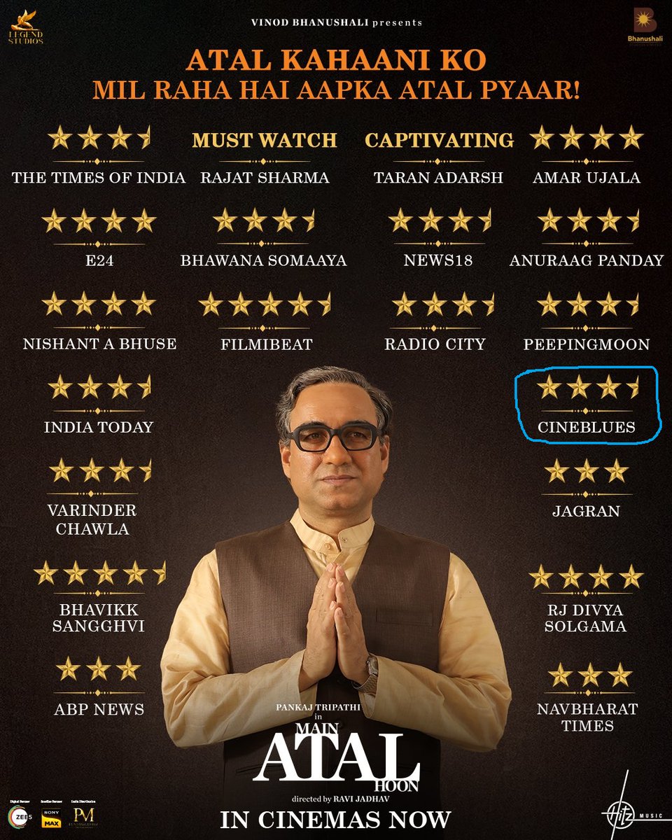 Thank You #BhanushaliStudiosLimited for finding my #cineblues review of #MainAtalHoon suitable for spreading the awarenes 
do watch 
The #RaviJadhav directed biopic on one of India's most respected #statesman #Leader #poet #AtalBihariVajpayee played masterly by #PankajTripathi