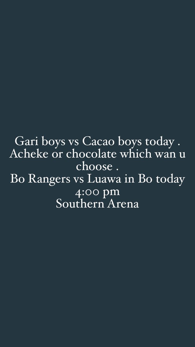 Bo Rangers vs Luawa today in Bo