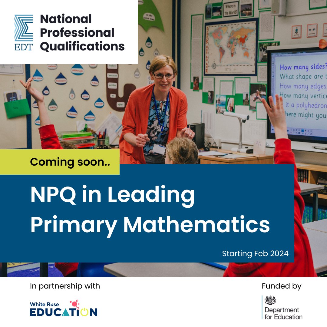 We can’t wait to kick off cohort one in February!

Join the <a href="/EDTvoice/">edt</a> and White Rose in our NPQ for Leading Primary Mathematics!

Make sure you are one of the lucky few to be part of this movement in mastery maths by applying here: eu1.hubs.ly/H06ZBcq0