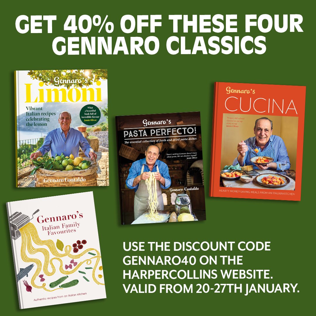 PavilionBooks's tweet image. Big birthday wishes to @gennarocontaldo on his 75th birthday today! 🎉
To celebrate, get 40% off these books using discount code GENNARO40 on the HarperCollins website. The code is valid from 20-27th January, so be quick! Buon compleanno, Gennaro!  
ow.ly/k9iW50QsCKp