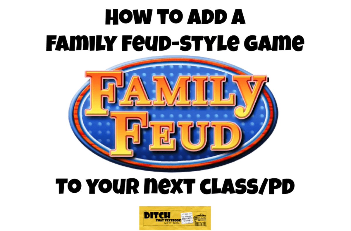 How to add a Family Feud-style game to your next class/PD Everything you need to get started: ?Theme music ?Game template ?Buzzer app ?Game show sound effects ditchthattextbook.com/how-to-add-a-f… #ditchbook