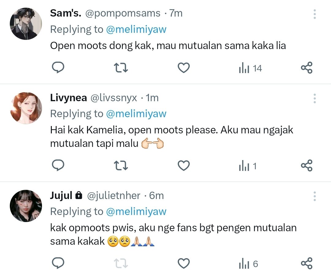 iya boleh ya, teman-teman ˶ᵔ ᵕ ᵔ˶ 
i'm into #manhwatwt #anitwt, kinda loud tapi janji ga gigit🤞🏻. kindly leave a trace and i'll hit u up asap, jangan difollow duluan yaa 🧏🏻‍♀️